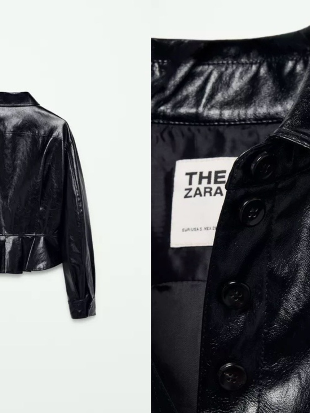 Zara Black Faux Leather Peplum Jacket “The Item” NWT